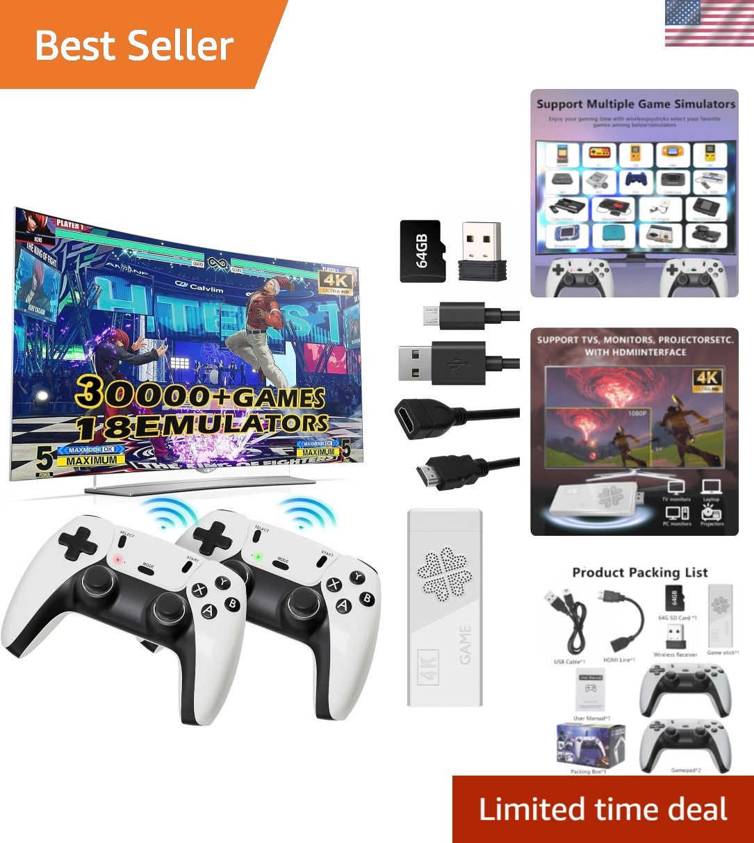 4K HDMI Retro Video Game Console – 2026 Edition with 23 Emulators & 30,000 Games