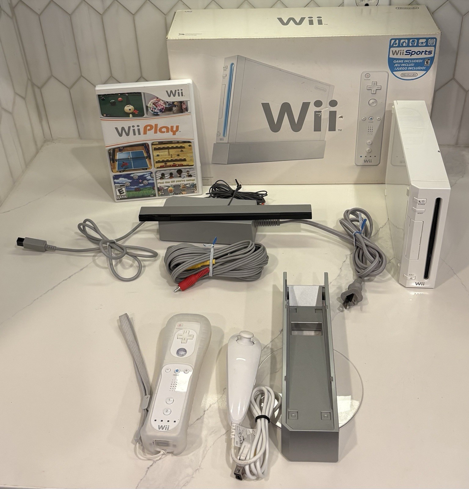 Boxed Nintendo Wii Play Bundle RVL-001 Console System See Video Working ▶️