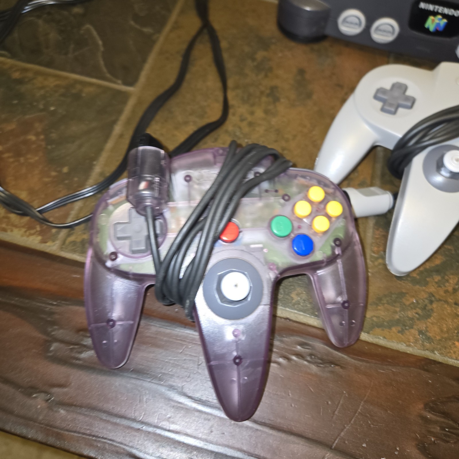 Nintendo 64 N64 Console With 3 Controllers Purple,Gray,Green + Wires Tested