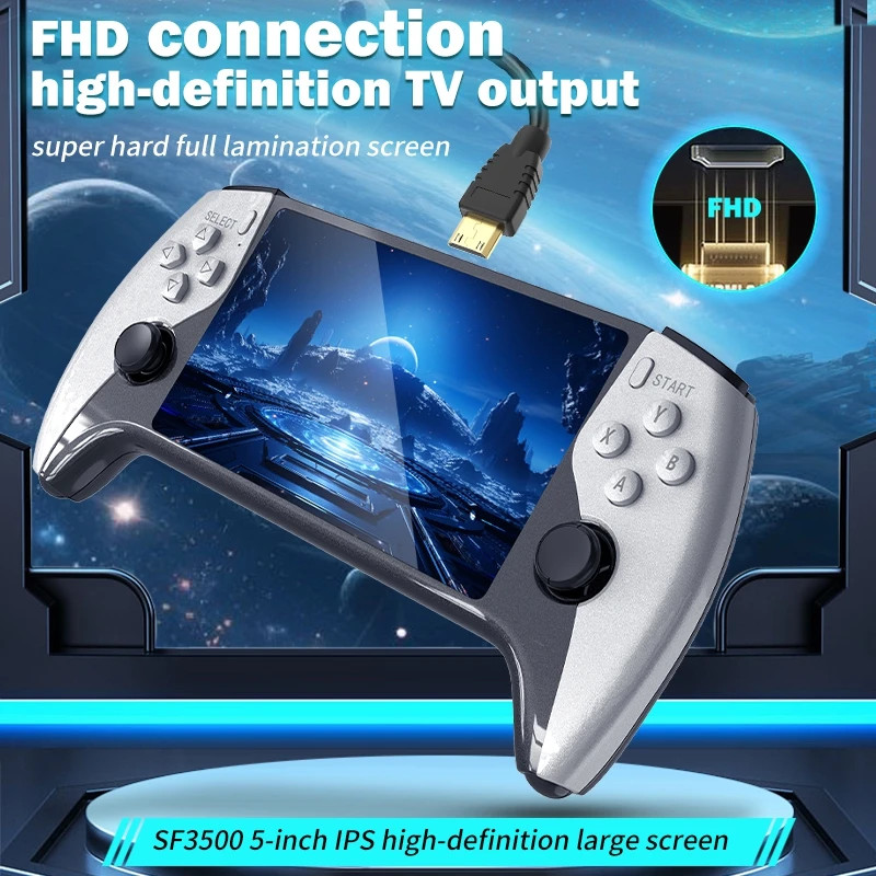 Multifunctional 5 Inch IPS HD Retro Handheld Game Console SF3500 Support Multi-S