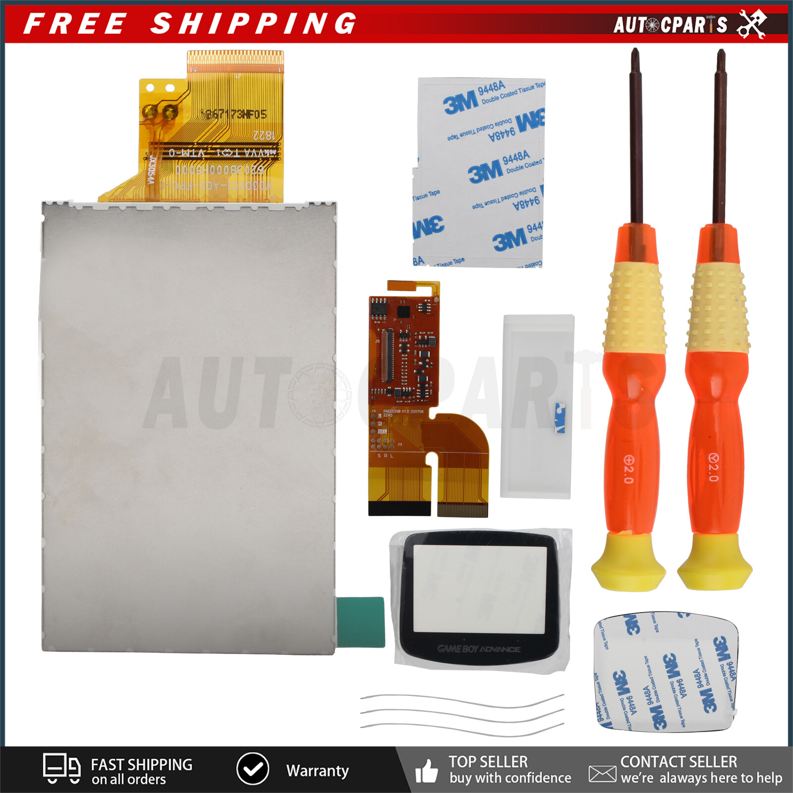 V2 IPS Screen LCD Kits 10 Levels Brightness Backlight For Game Boy Advance GBA