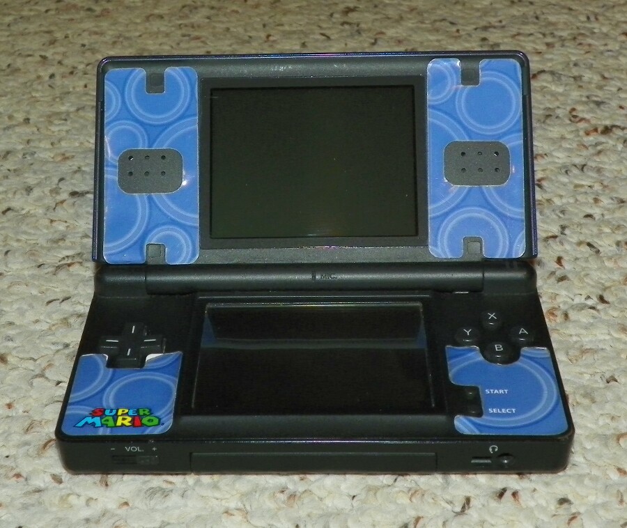 Nintendo DS Lite Handheld Console – Blue & Black w/ Mario Stickers