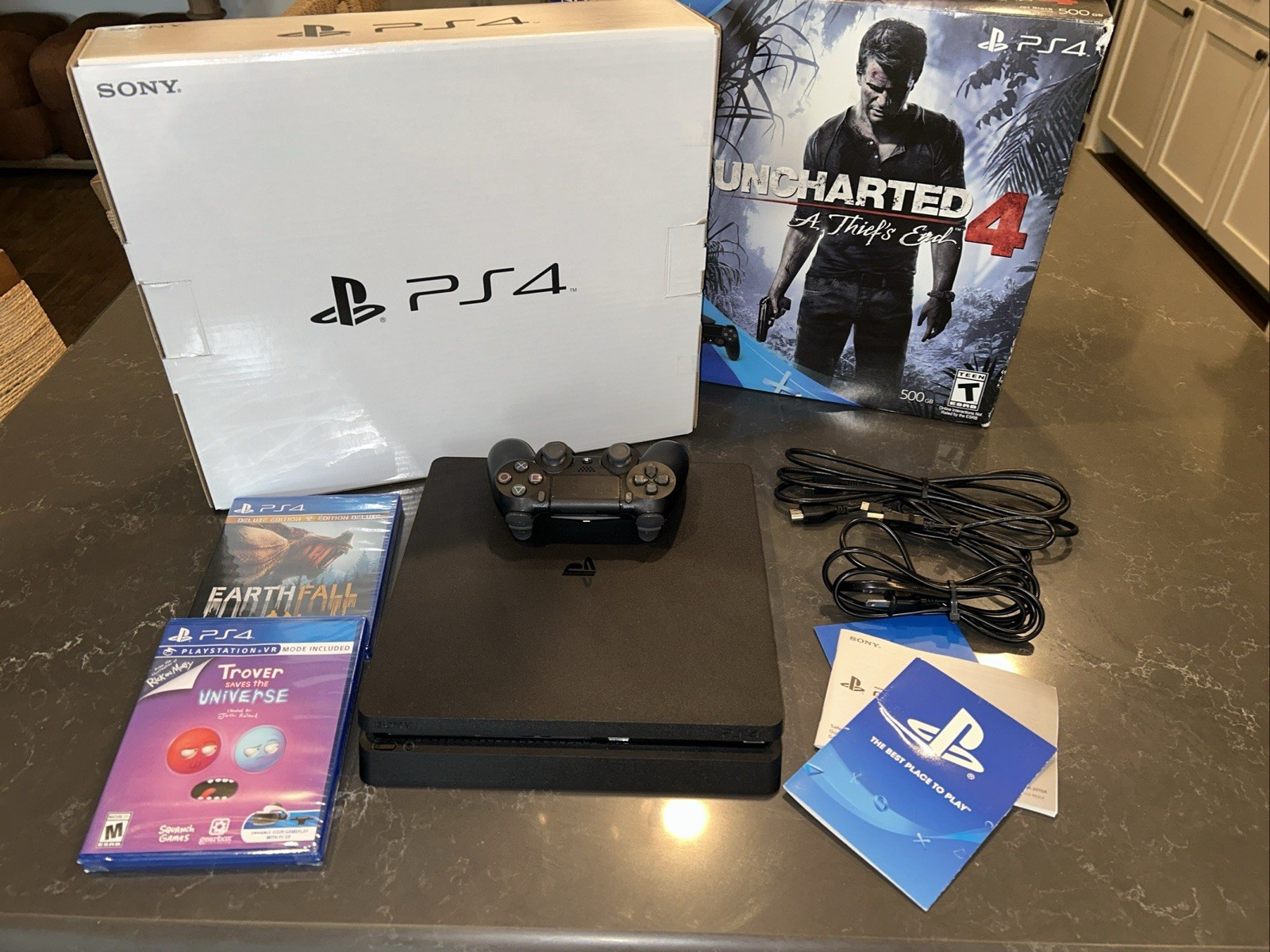 Sony PS4 Slim 500GB Console, Remote And 2 Game Bundle Tested Working