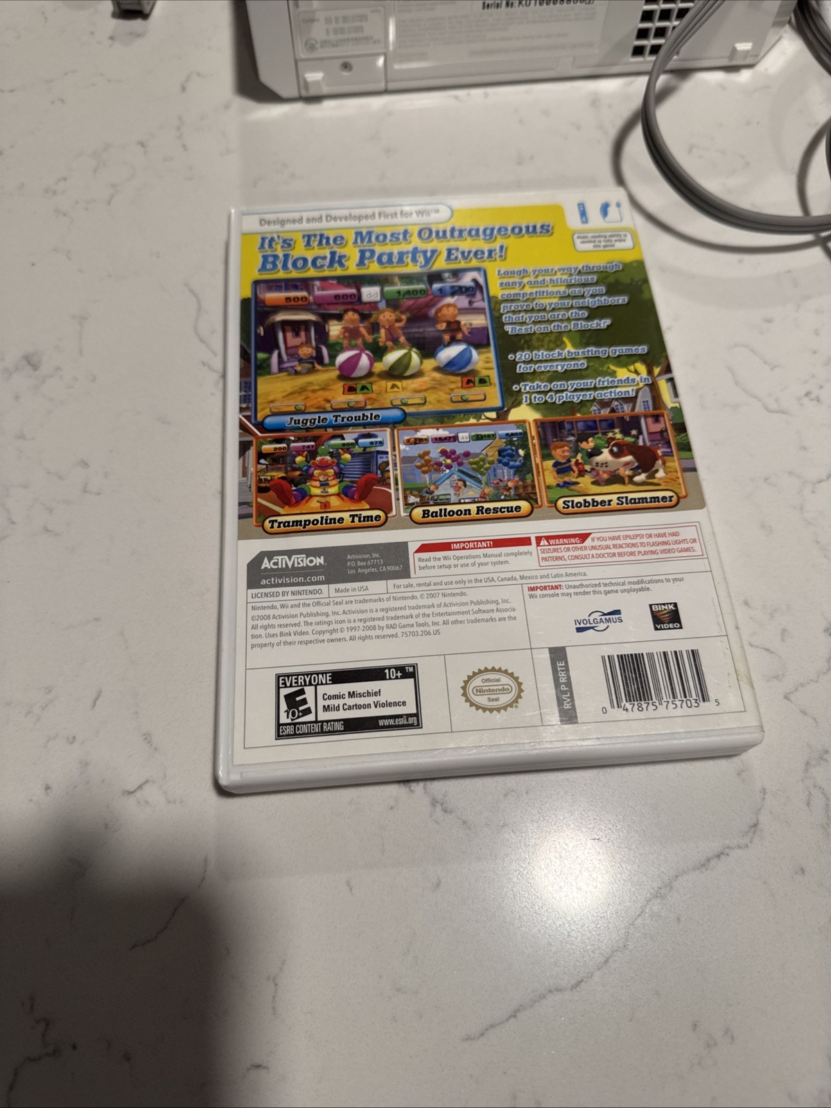 Nintendo Wii White Console with Accessories With Block Party Tested Works