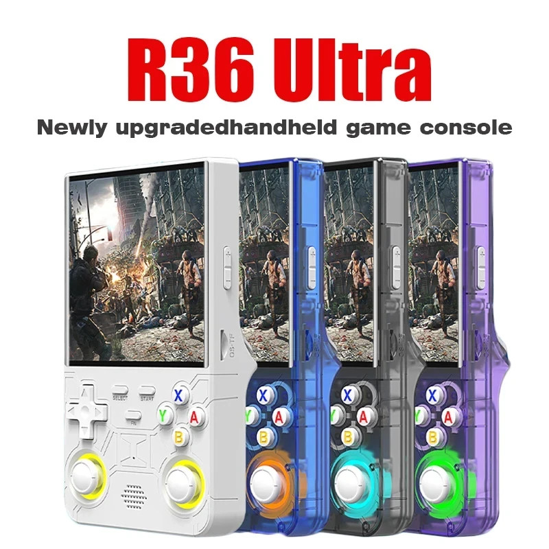 Blue R36S Ultra Handheld Game Console 3.5 Inch IPS Screen 20000+ Video Games