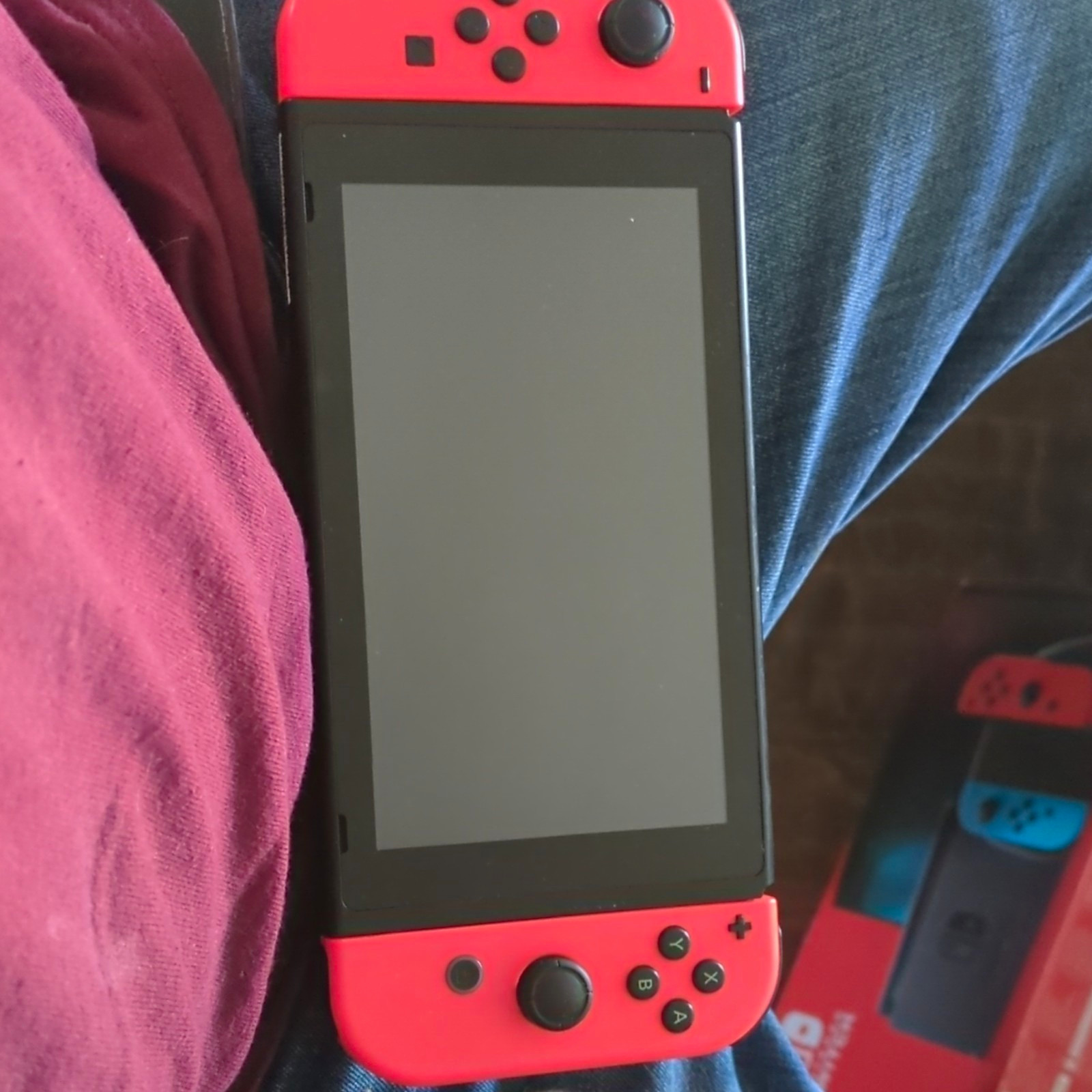 Nintendo Switch Console Handheld System w/ Neon Red Joy-Con.