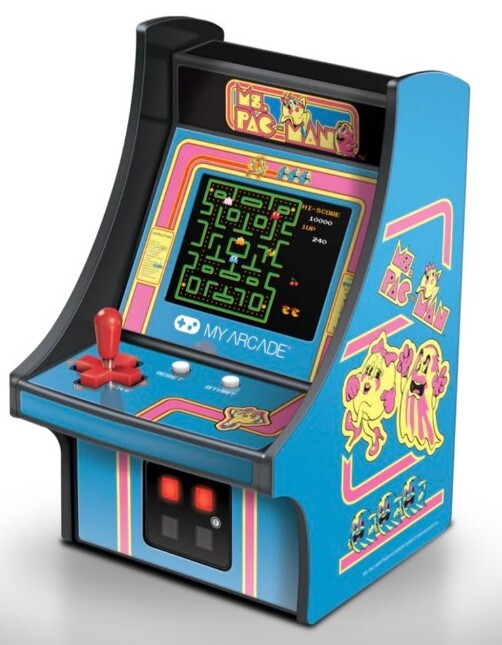 MS.PAC-MAN Micro Player – Collectable Miniature Arcade Cabinet Blue/Pink *NIB!*