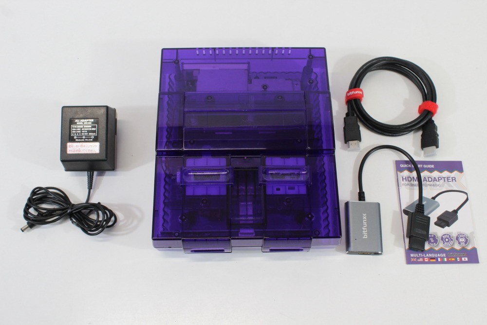 Super Nintendo Clear Purple Console SNES SFC Converted AC S-Video HDMI Adapter 2