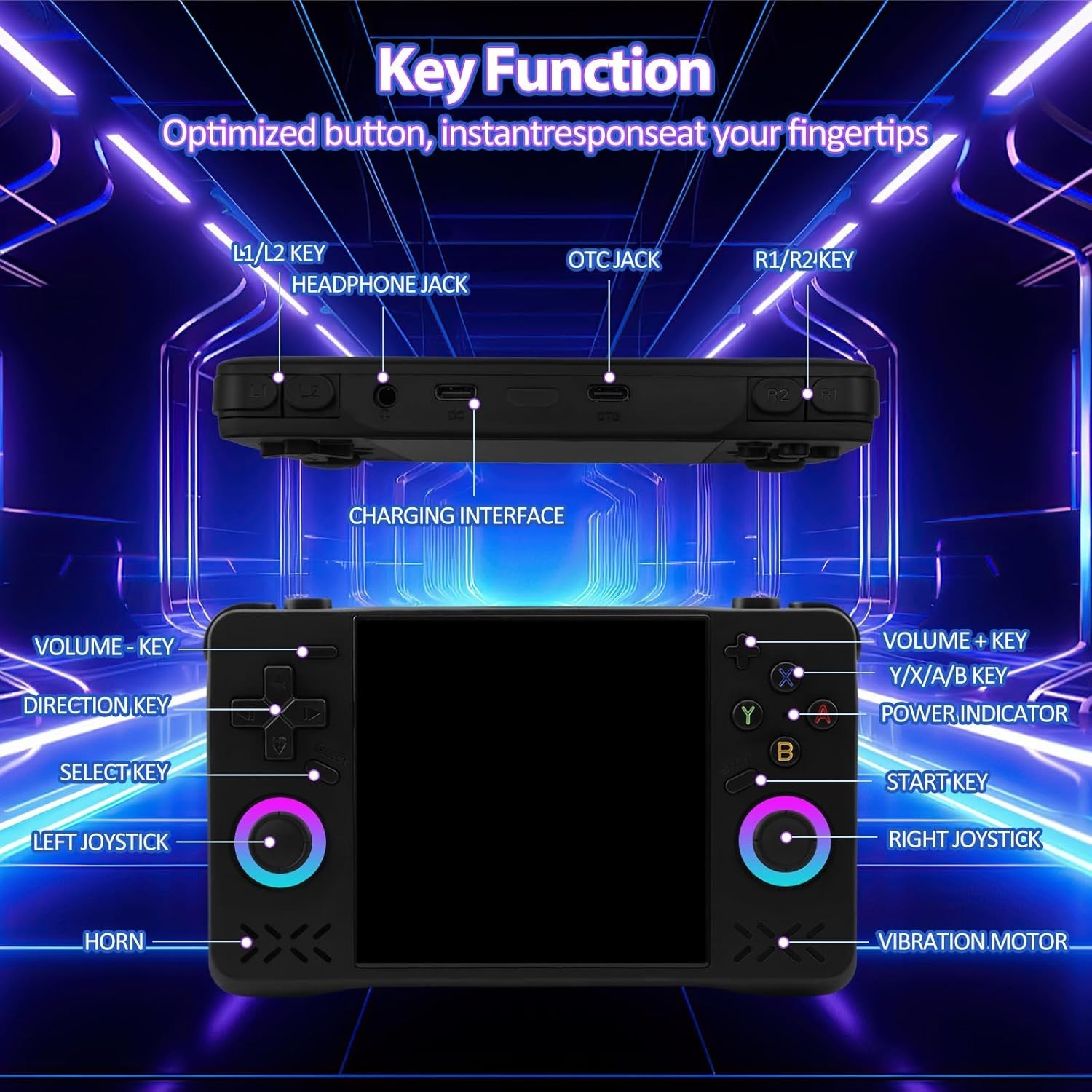 Upgraded XF40H Handheld Game Console 4K 4.0 Inch Open Source Linux System 128GB