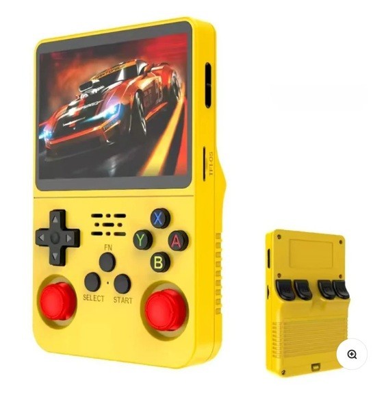R36 Plus Handheld Yellow (NEW) with loaded 64gb Micro SD Card