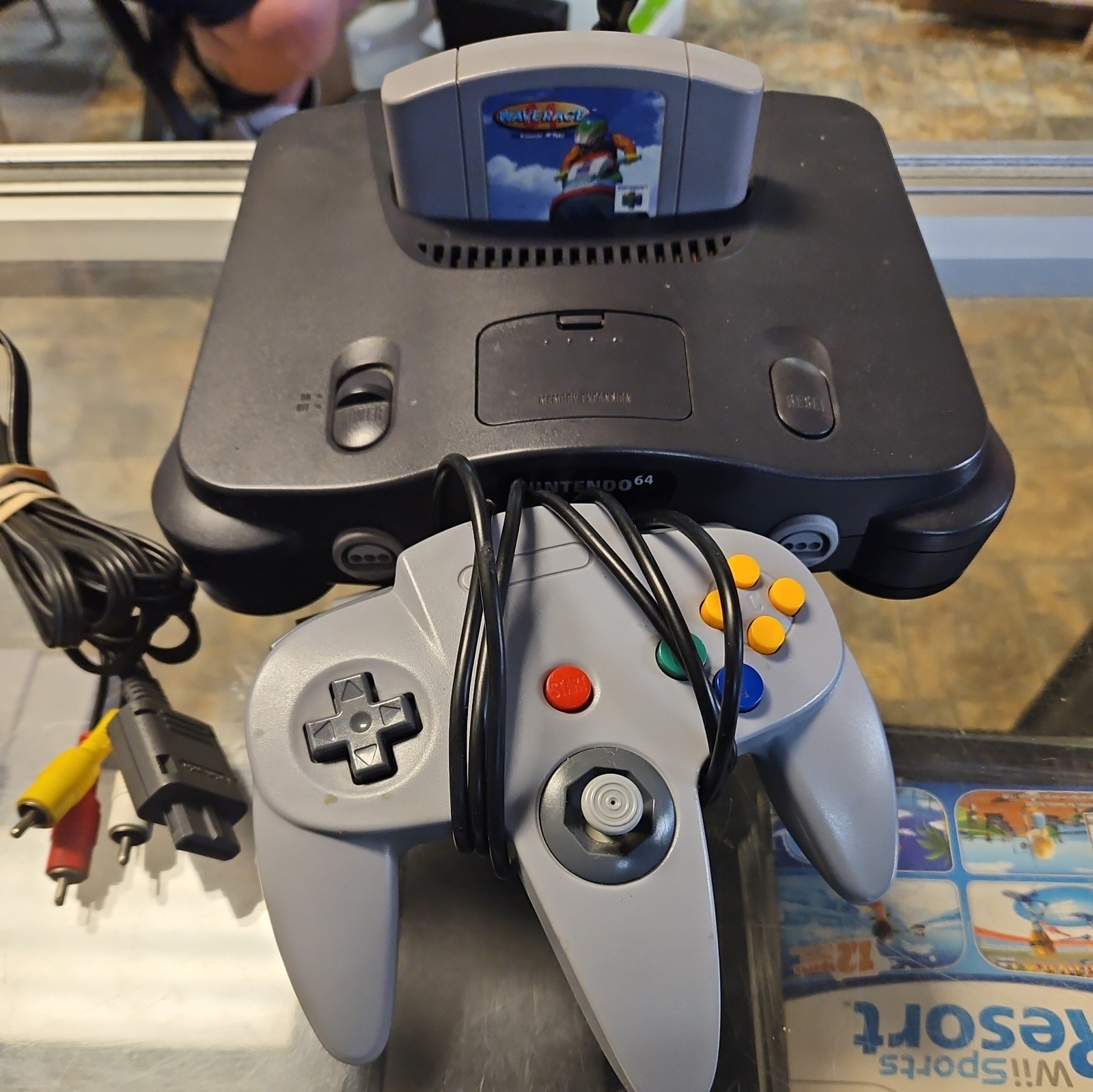 Nintendo 64 N64 Console Bundle w/ Controller Power Supply and wave racer