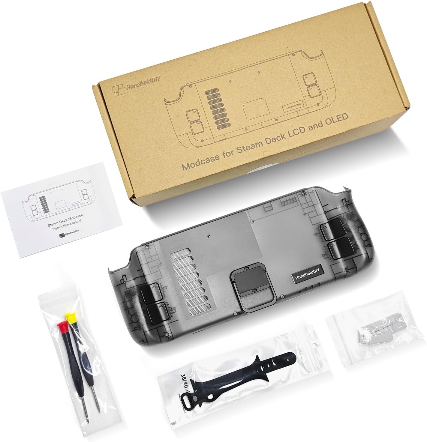 Translucent Cooling Modcase for Steam Deck LCD/OLED with Adjustable Kickstand