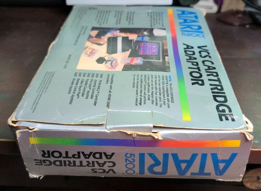 1983 Atari 5200 VCS Cartridge Adaptor with Manual & Box, Plays Atari 2600 Games