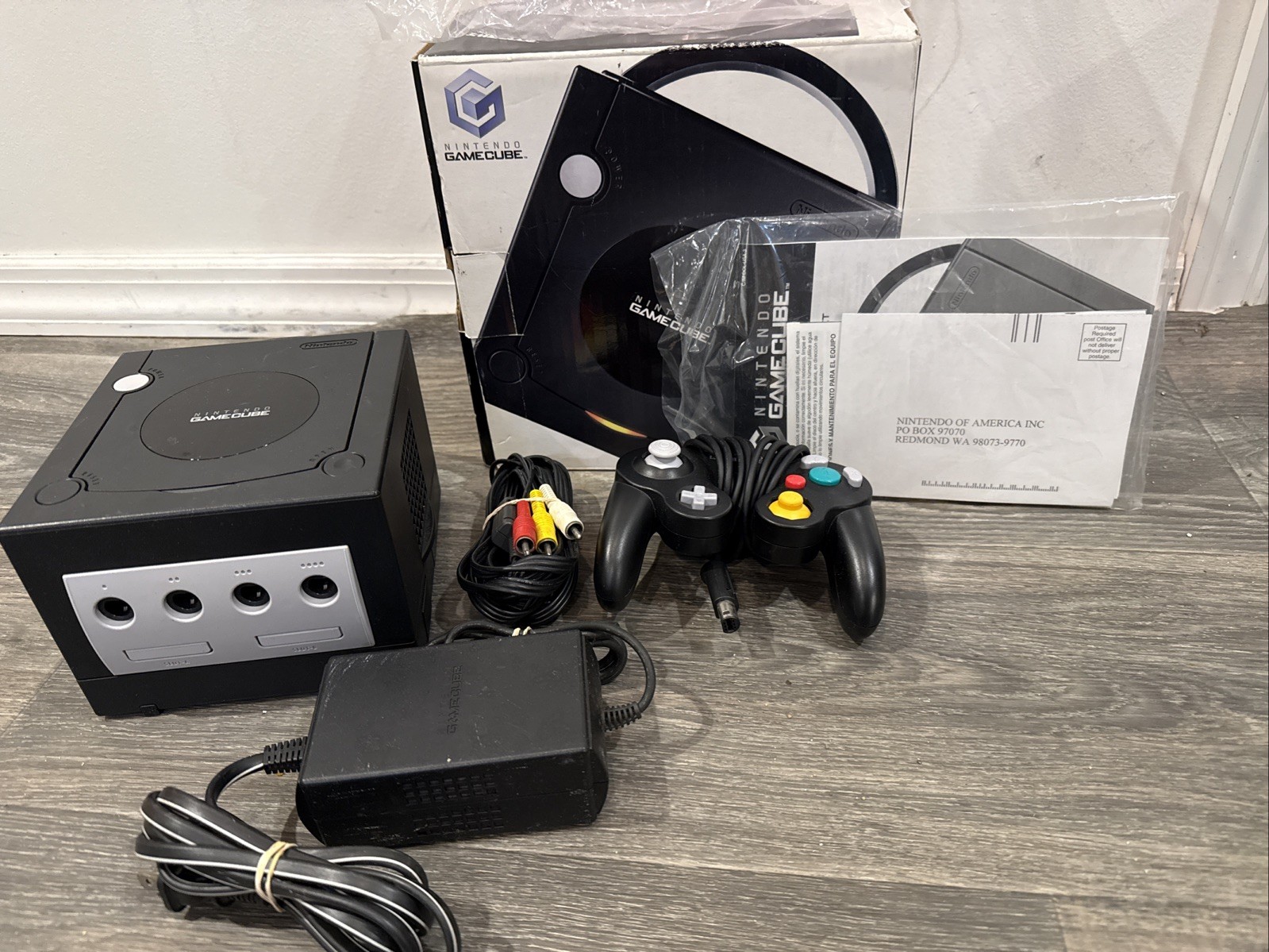 Nintendo GameCube Jet BLACK Console USA OEM W/ original Box DOL-001 Tested!