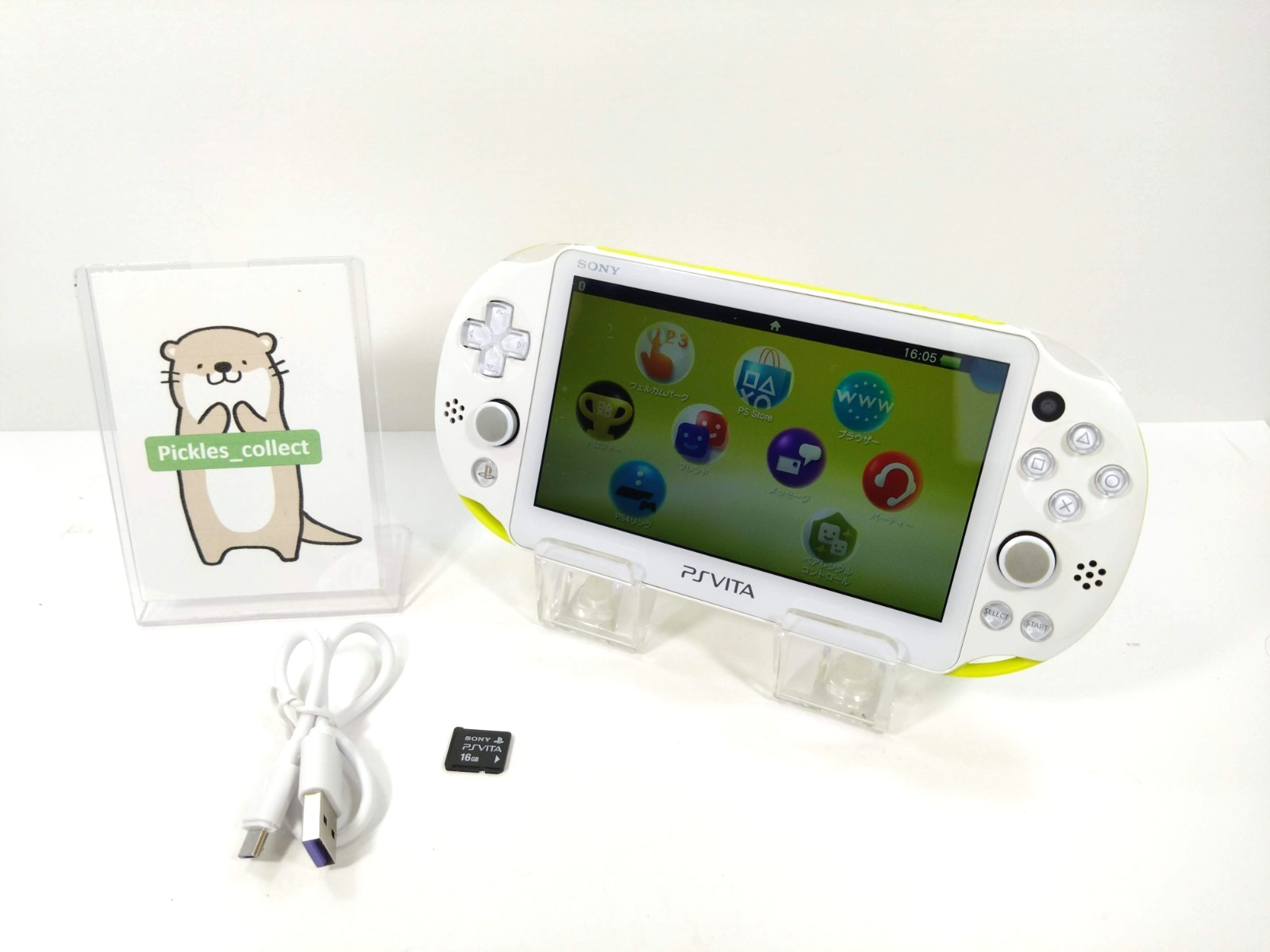 PS Vita 2000 Lime Green White PCH 2000 ZA13 w/USB 16GB PSV Tested Sony 0625H