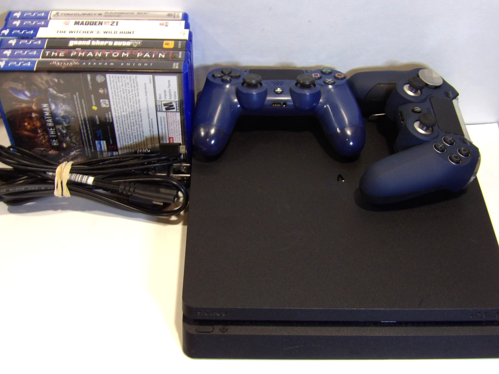 Sony PS4 Slim 500GB Console Bundle OEM Controller + 6 Games Tested & Working