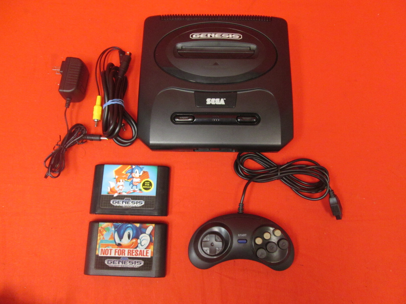 Sega Genesis 2 Console Sonic The Hedgehog 1 And 2 Bundle Very Good 8548