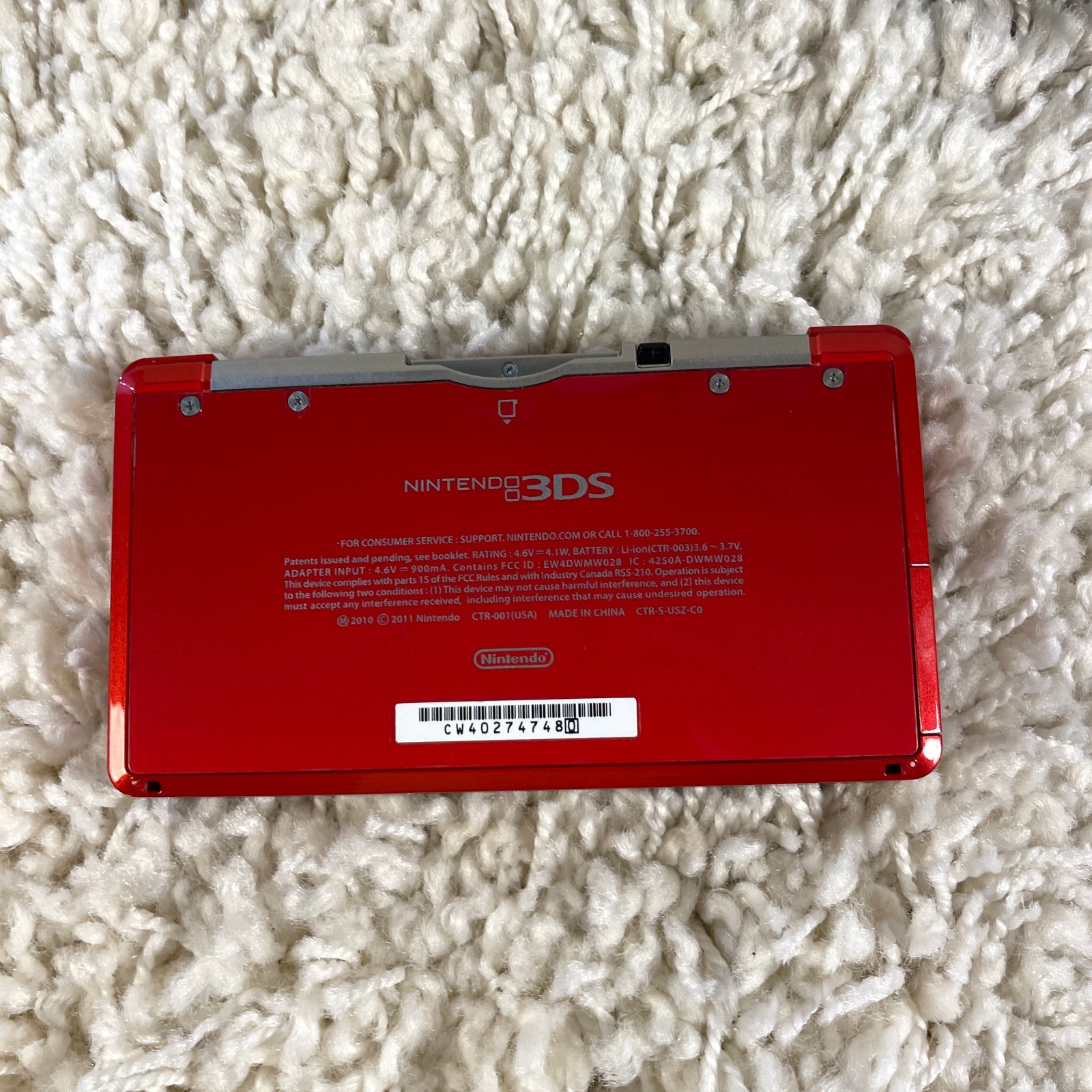 Nintendo 3DS Flame Red Handheld Console System CTR-001 Tested