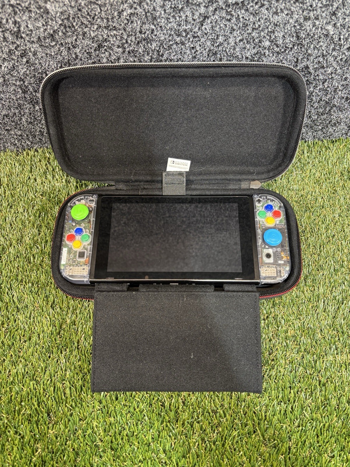 Nintendo Switch V2 Console Bundle + Clear Joy-Cons and Case Works Perfectly