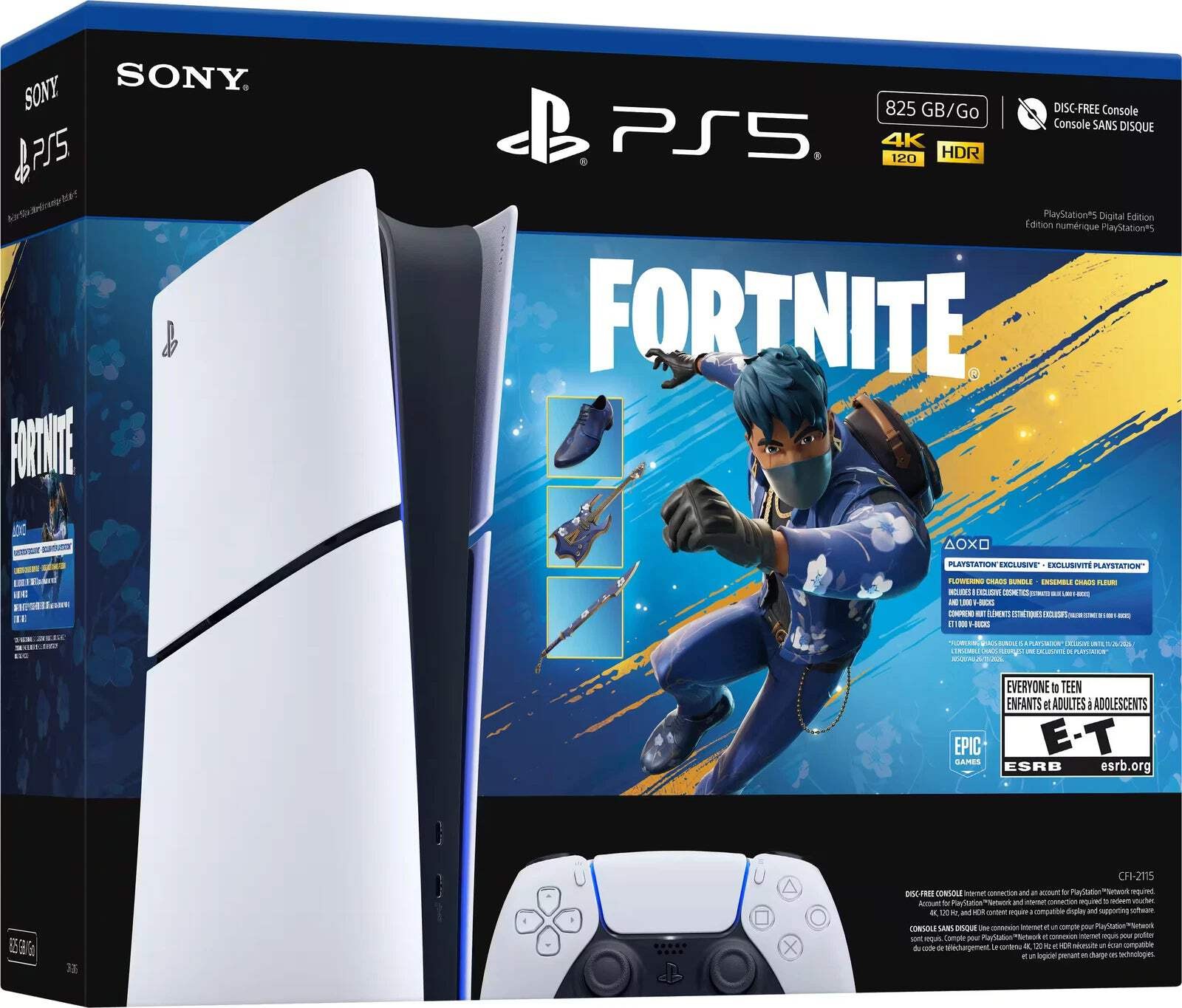 NEW Sony PlayStation 5 Slim Digital Fortnite Flowering Chaos Bundle 825GB PS5 CF
