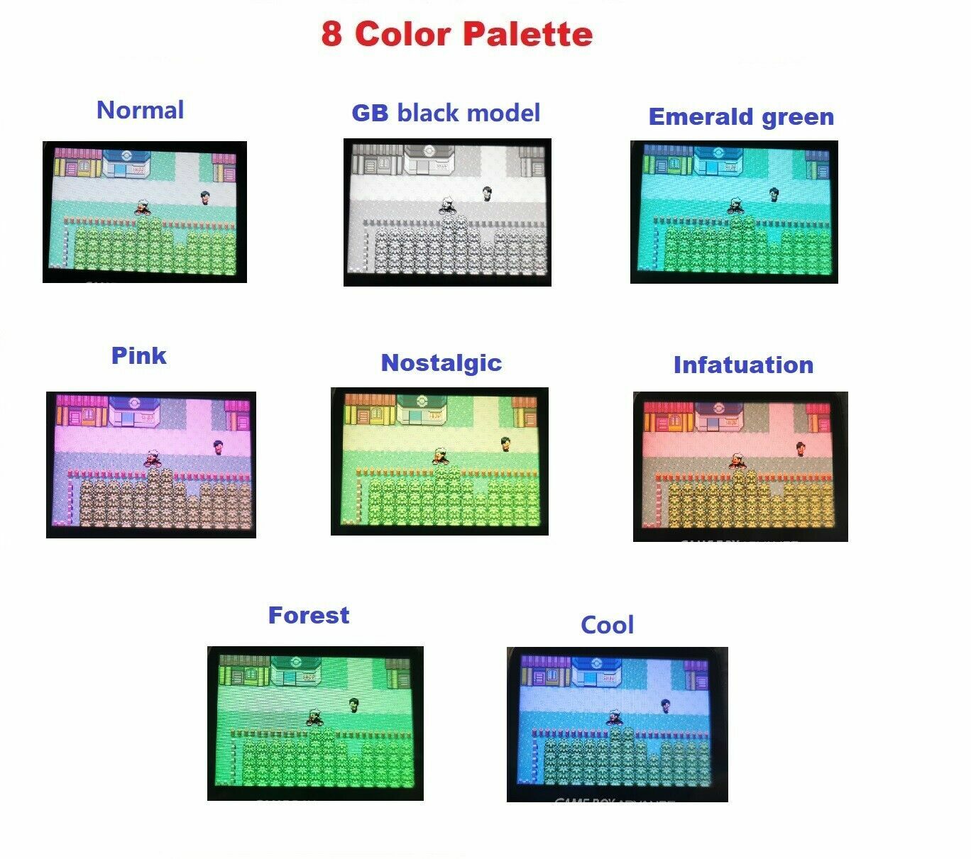 8 Colors GBA V2 IPS Backlight LCD Mod & GBA Pre- Cut Full Housing shell kit