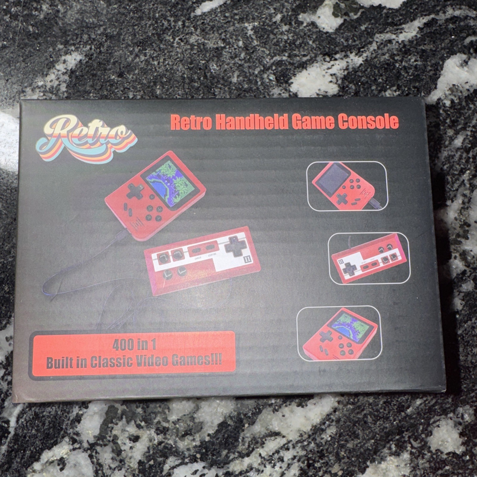 Retro Handheld Video Game Console 3 Inch IPS Screen Red 1020mAh with Joypad