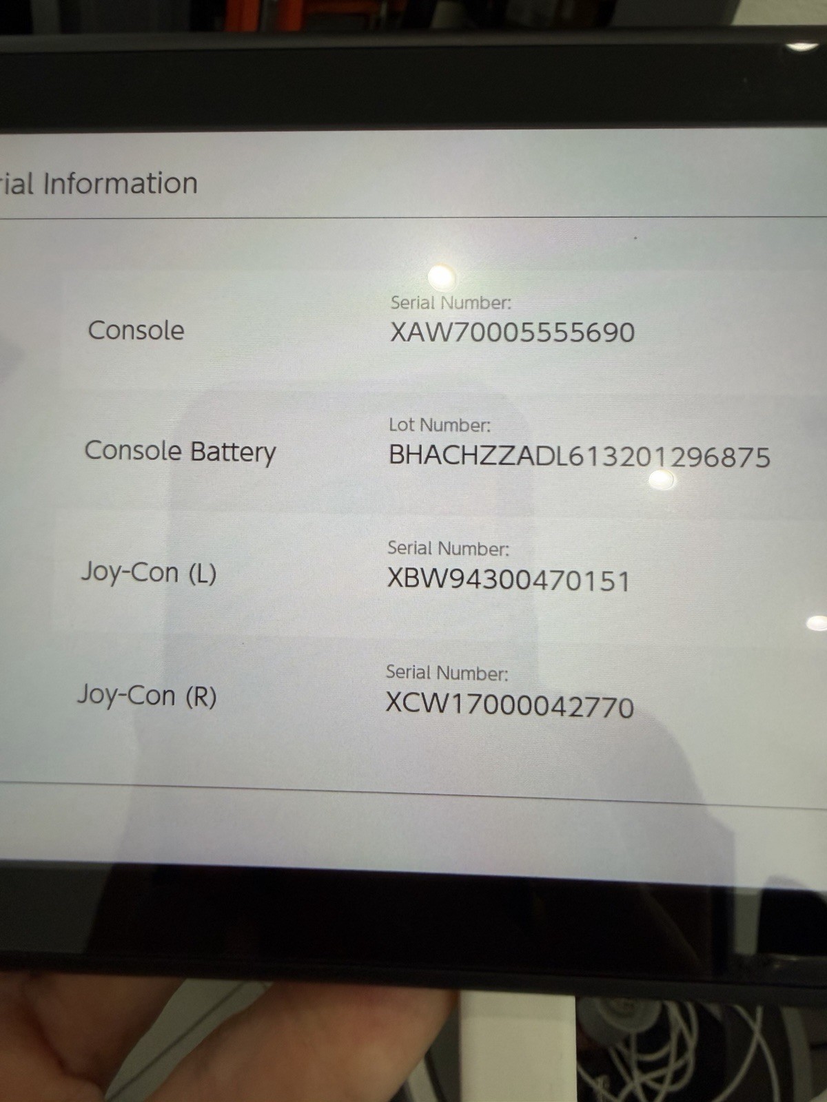 NINTENDO SWITCH CONSOLE MODEL NO. HAC-001