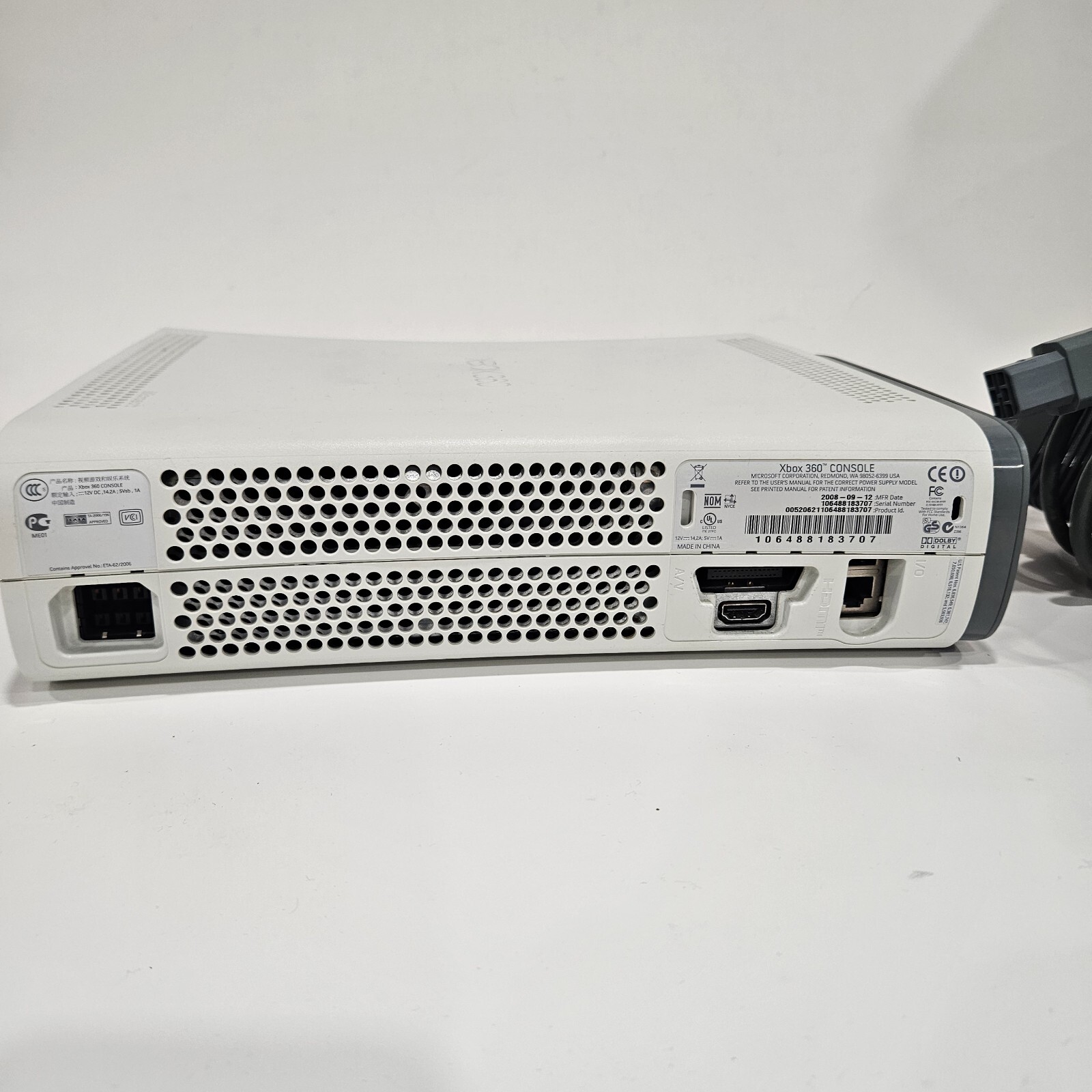 Microsoft Xbox 360 Fat System 60GB White Console With Wired Controller