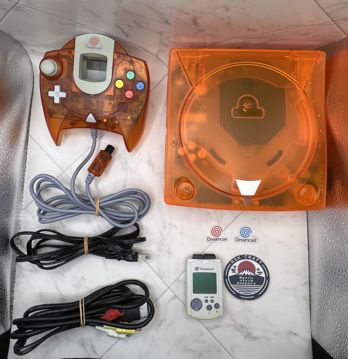 Sega Dreamcast Clear Orange Skeleton Console VA0 Japan – New Battery & Fuse – JP