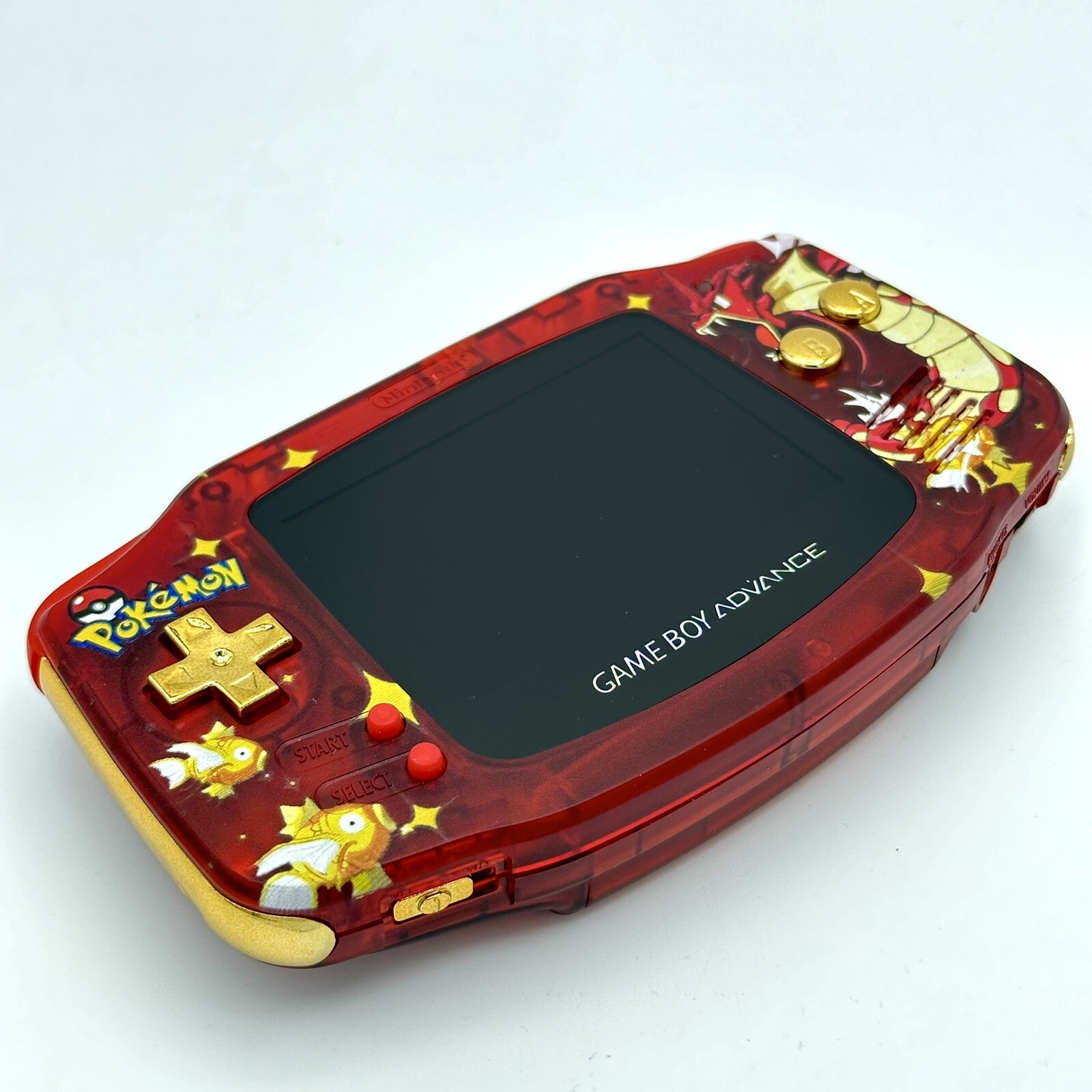 Game Boy Advance GBA Custom IPS Backlit UV Print Shell Gyrados Magikarp Gold Red