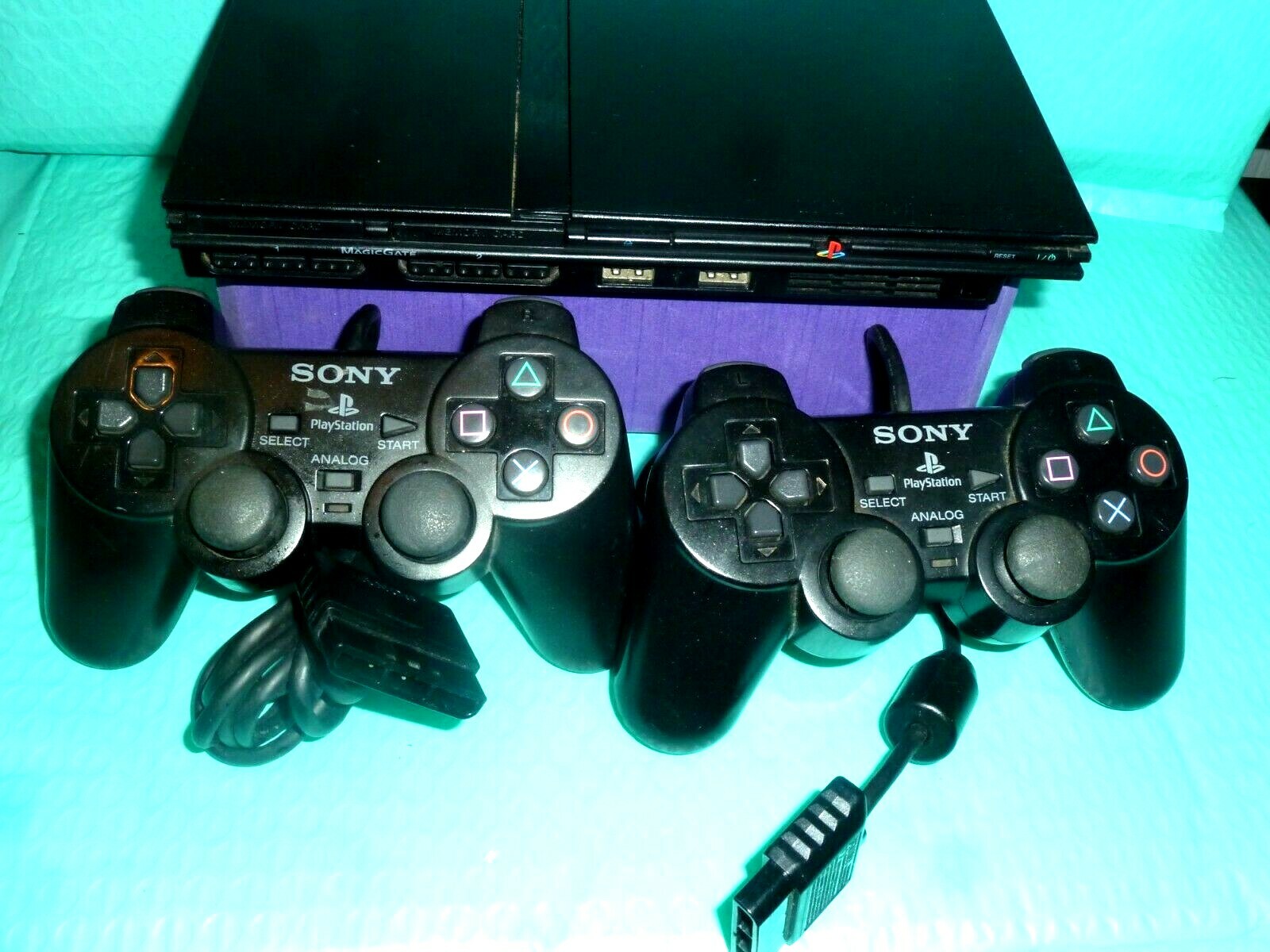 PlayStation 2 PS2 Console With 2 Controllers no Adaptor Untested for Repair