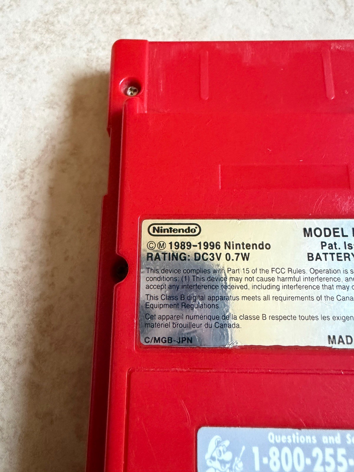 Nintendo Game Boy Pocket Red Console (MGB-001) Authentic Tested & Works W/ Game