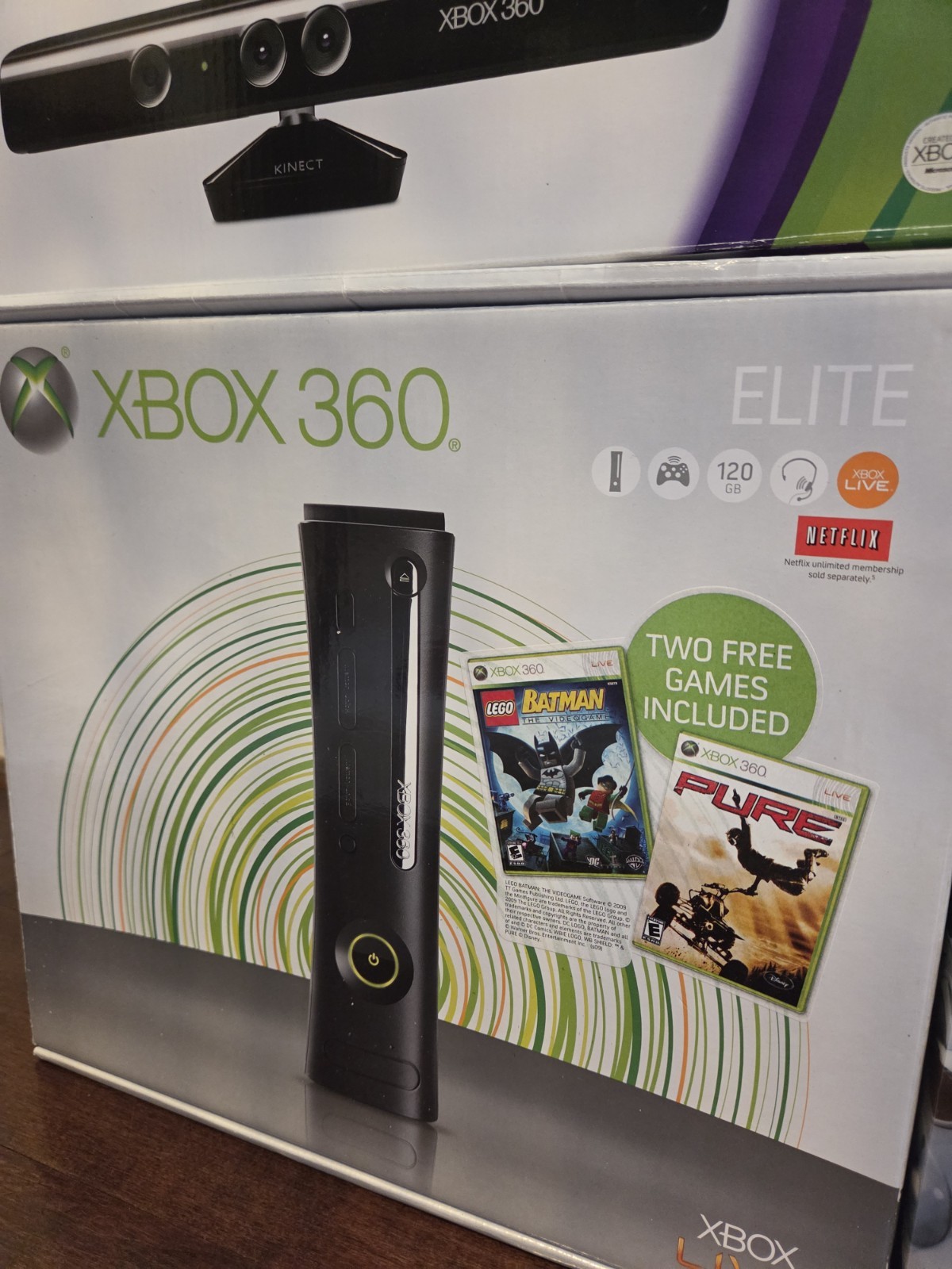 Xbox 360 Elite 120GB Console Bundle Excellent Condition With 18 Games, KINECT.