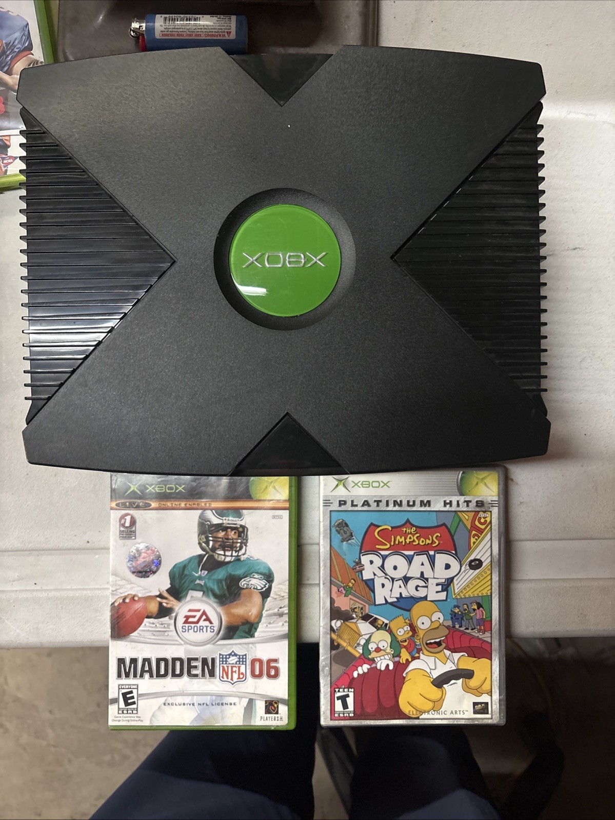 Xbox Original Tested Working GWith DVD Playback Kit No Cords 2 Games Simpsons
