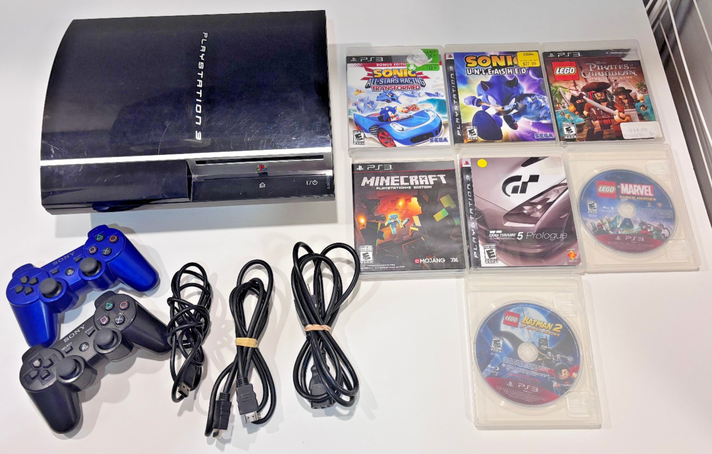 Sony PS3 Bundle (CECHK01 – 80GB) W/ OEM Sony DualShock Controllers & 7 Games!