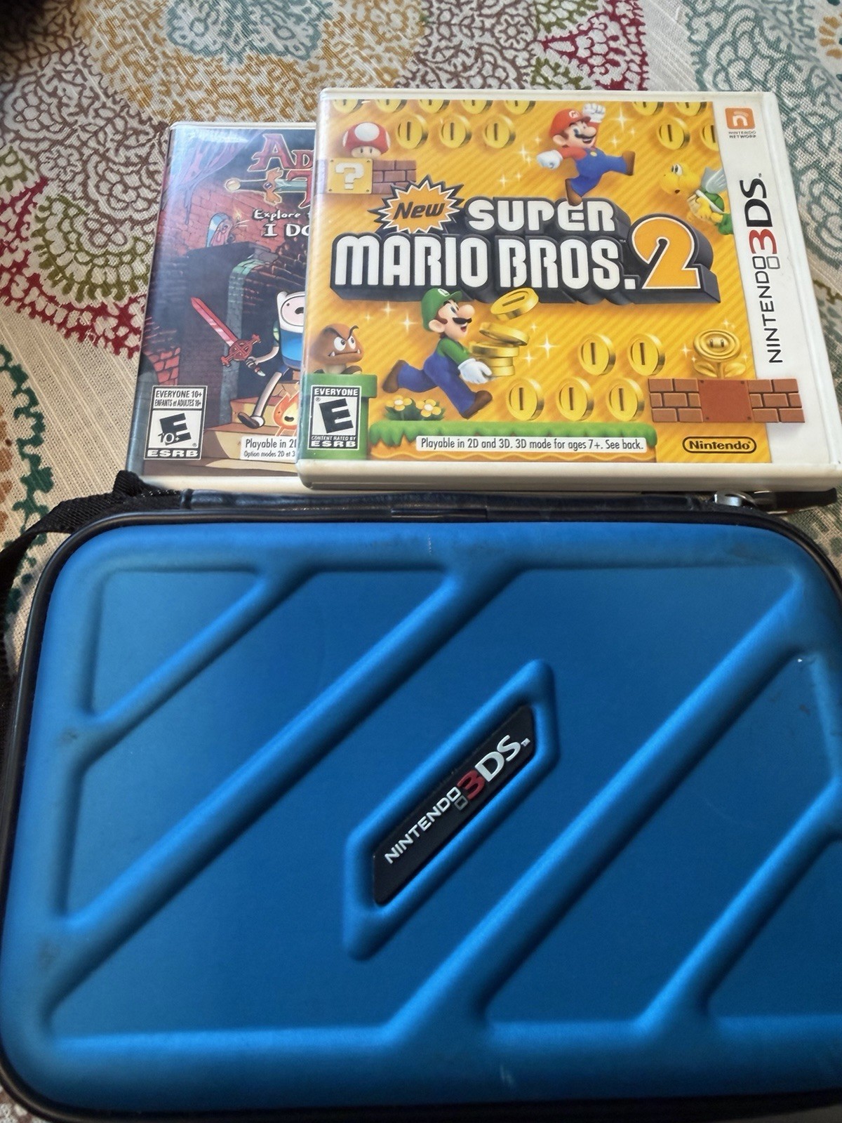 Nintendo 3DS XL Red 3D Capable 4GB Region Free w/ Case & 2 games Mario Bros 2