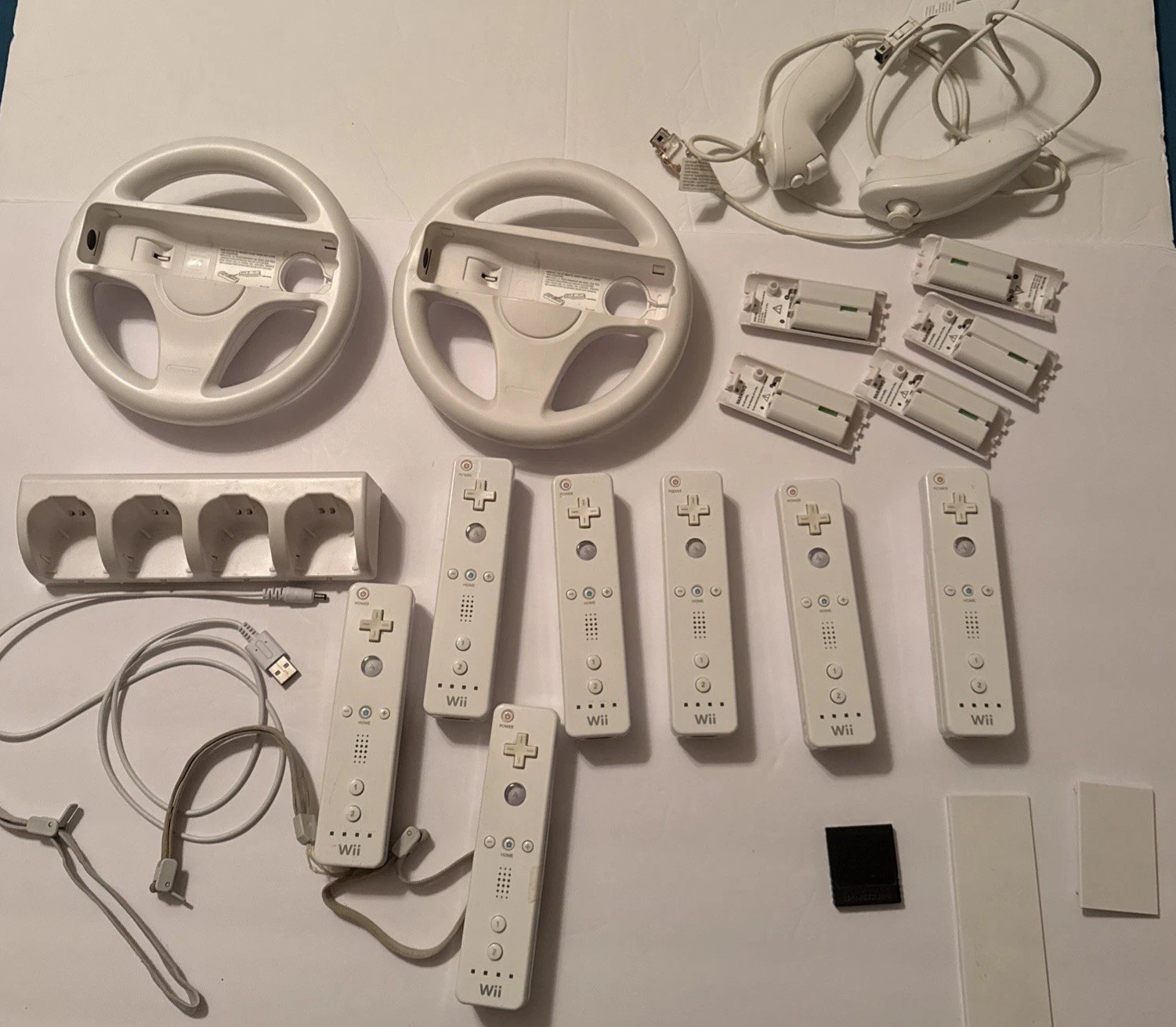 Lot 2 Nintendo Wii Consoles Controllers Nunchuks Guitar Games Mario Party + More