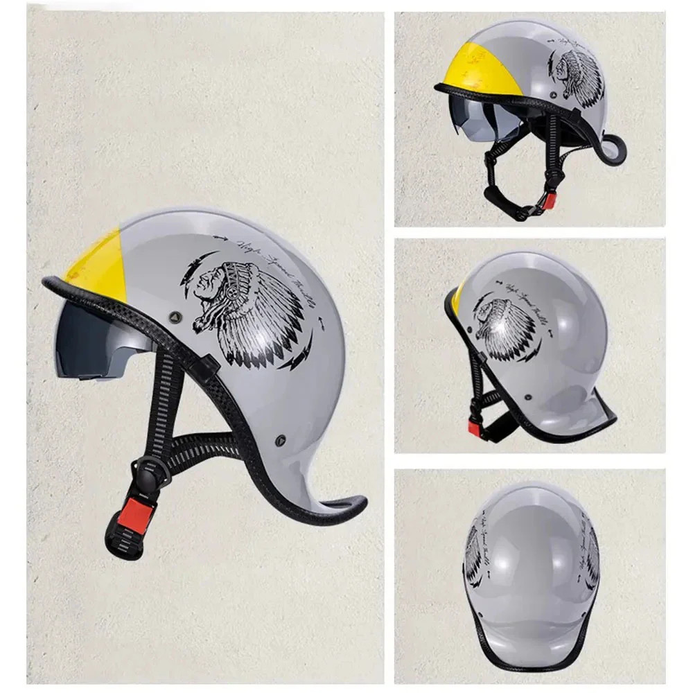 Retro Helmet Half Face Windshield Motorcycle Helmet HD Visors Capacete De Moto H