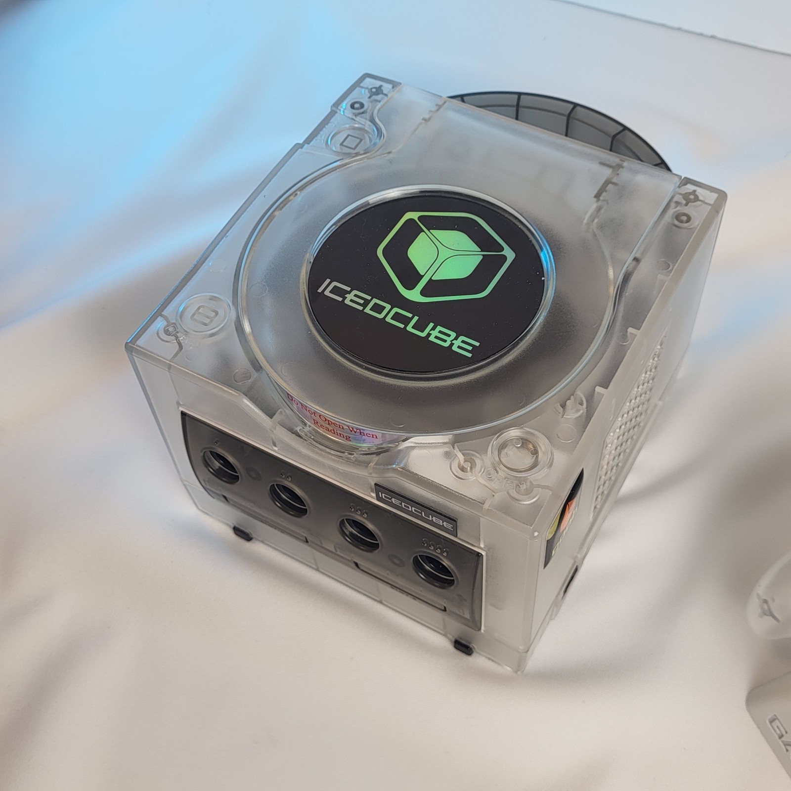 VINTAGE Nintendo ICEDCUBE GameCube Clear Laser Bear Ethernet Adapter Qoob Tested