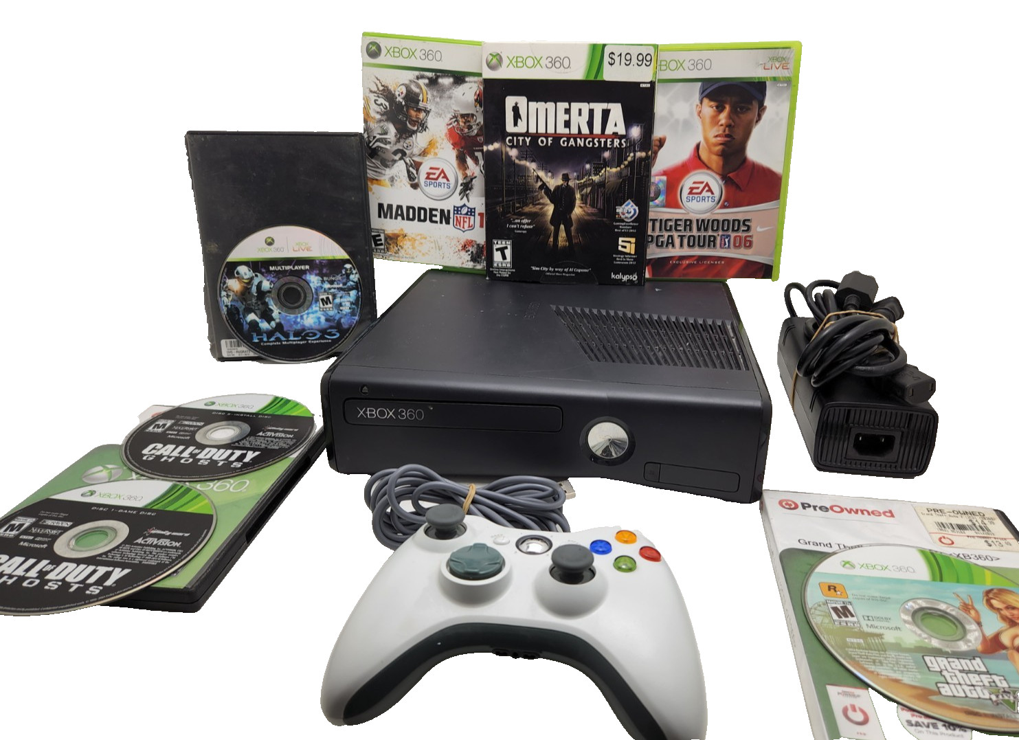 Microsoft xbox 360 slim console bundle w/ 6 games – Fully Tested