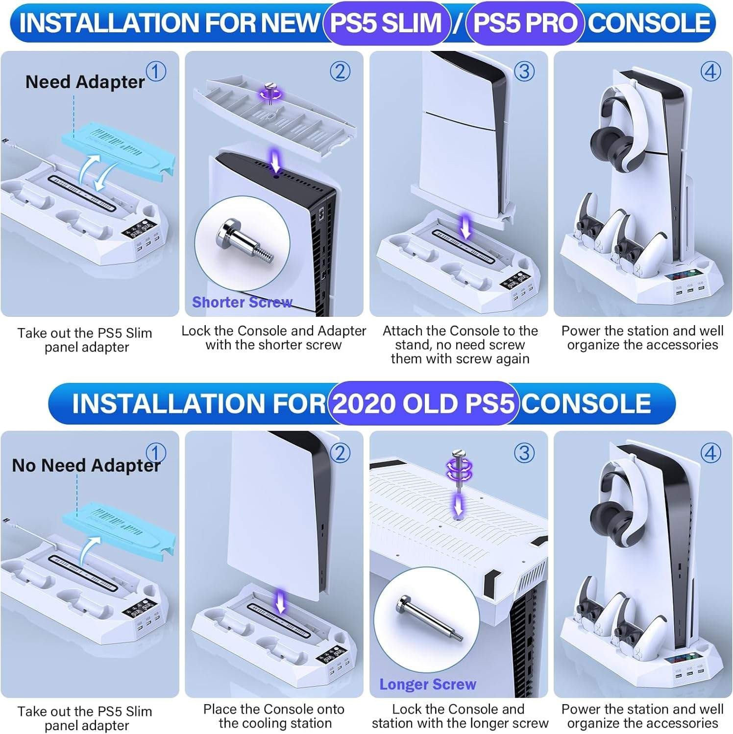 PS5/Slim/Pro Cooling Station for PS5 Console Disc/Digital Edition