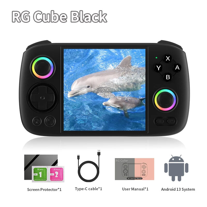 RG Cube Video Handheld Game Console Android13 T820 RGB Joystick 5200mAh