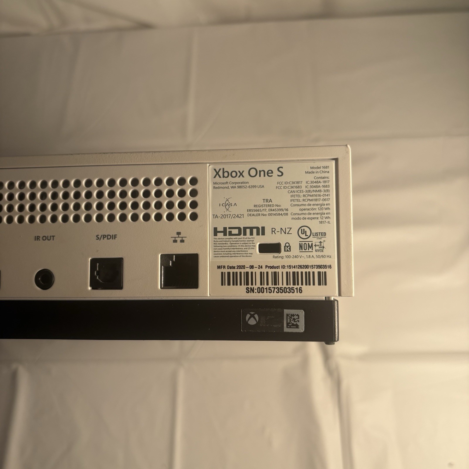 Microsoft Xbox One S White Home Console HDMI S/PDIF Ethernet Model 1681 2023