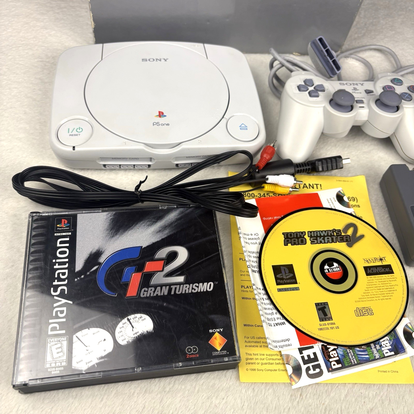 Sony PlayStation PSOne PS1 Slim Console SCPH-101 Accessories Games & Box TESTED!