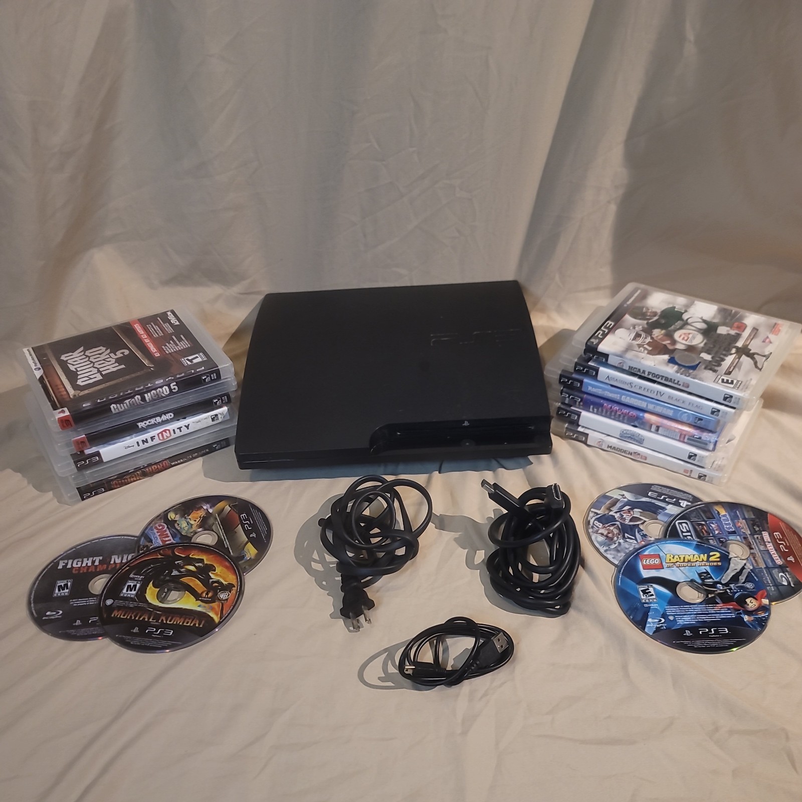 Sony PlayStation 3 PS3 Slim 160GB Console Bundle (17 Games) Tested/ no remote