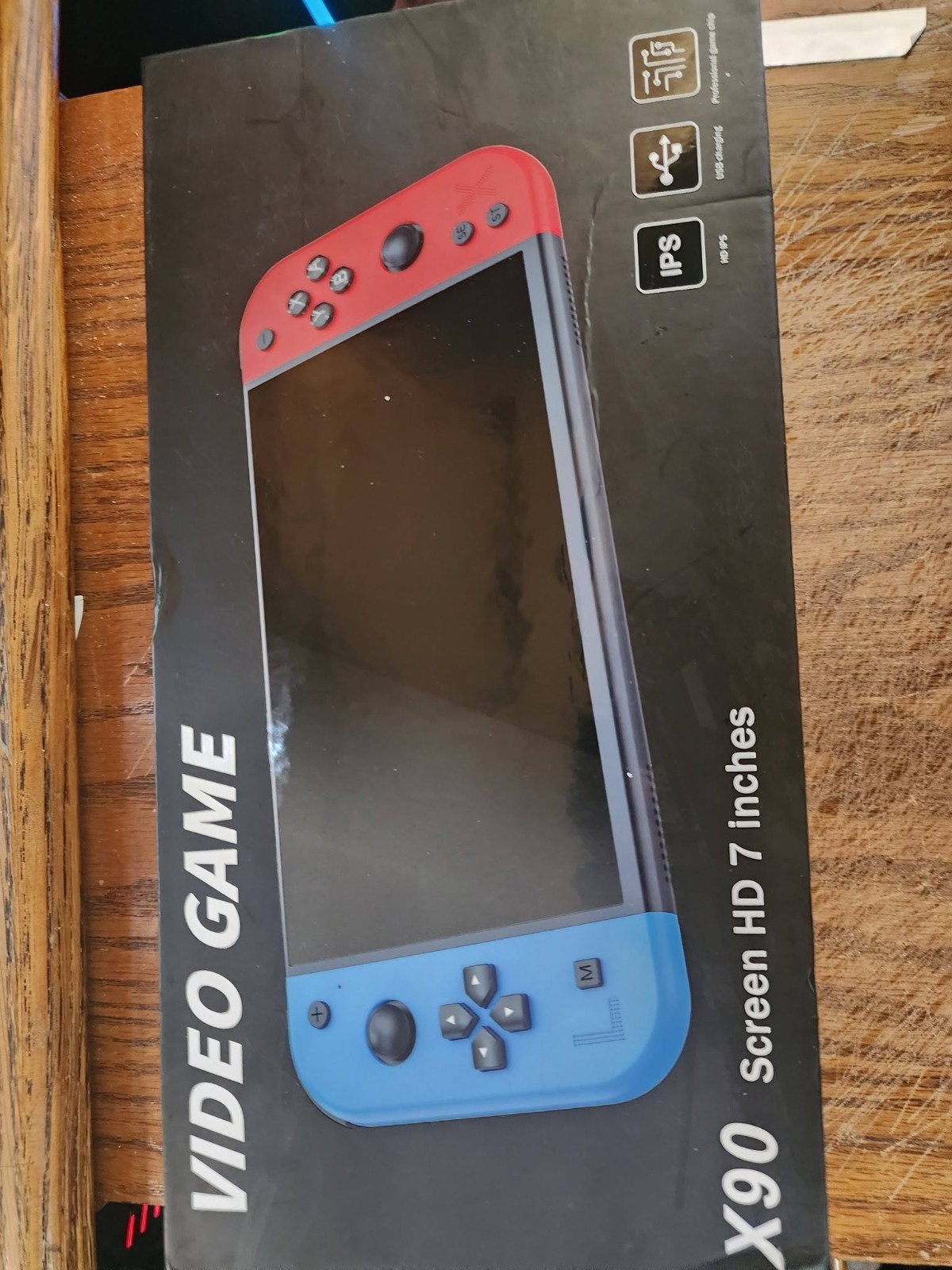 X90 HD IPS Display 7-Inch Handheld Video Game Console Blue Red USB-A used
