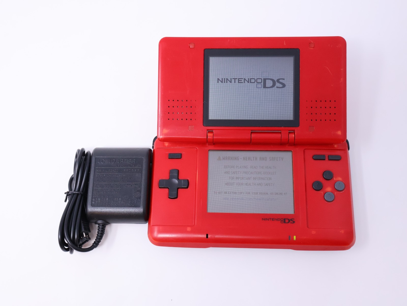 Nintendo DS Handheld System Tested Working Lava Red w/ Charger & Stylus
