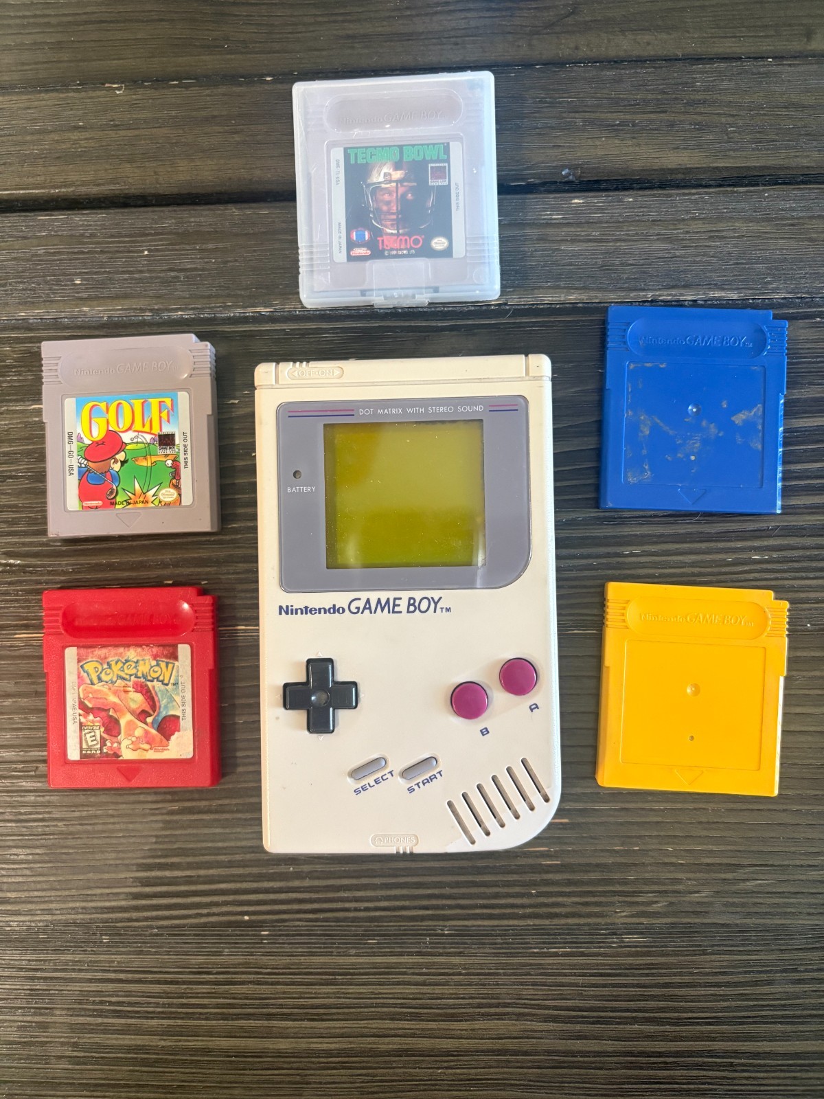 Nintendo Game Boy model #DMG-01 – Pokemon Red, Blue, Yellow + Mario Golf & Other