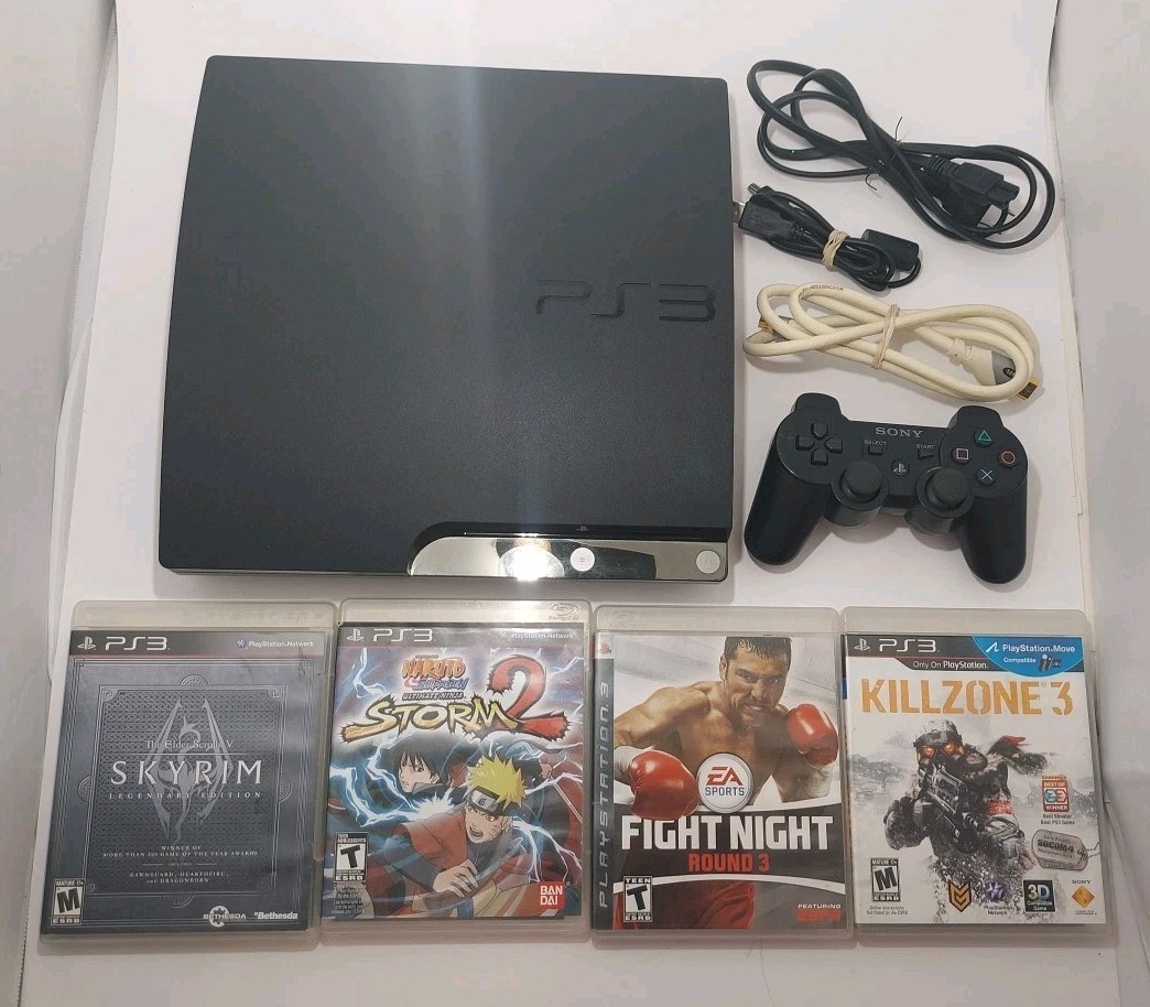 Sony PlayStation 3 PS3 Slim Console 120GB With Oem Controller And Games Tested!