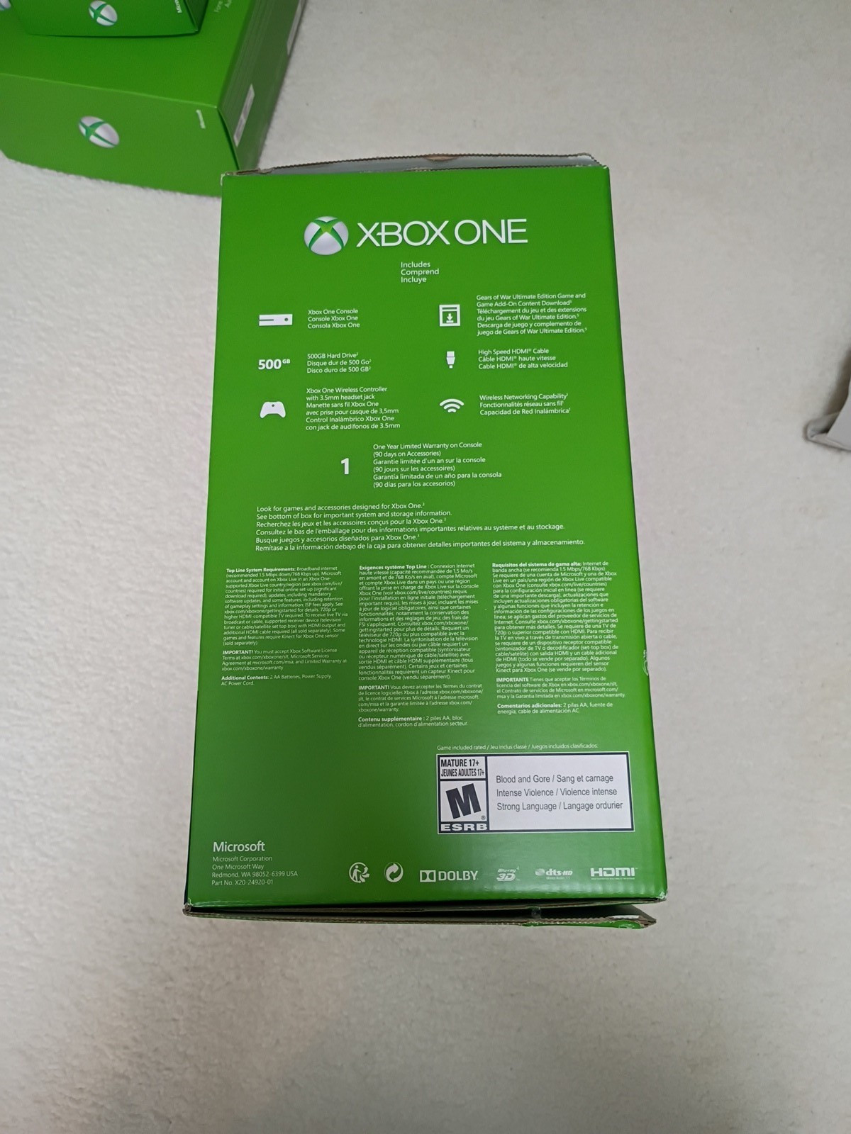 Xbox One 500GB Gears of War Ultimate Edition Console Box Only (NO CONSOLE + MORE